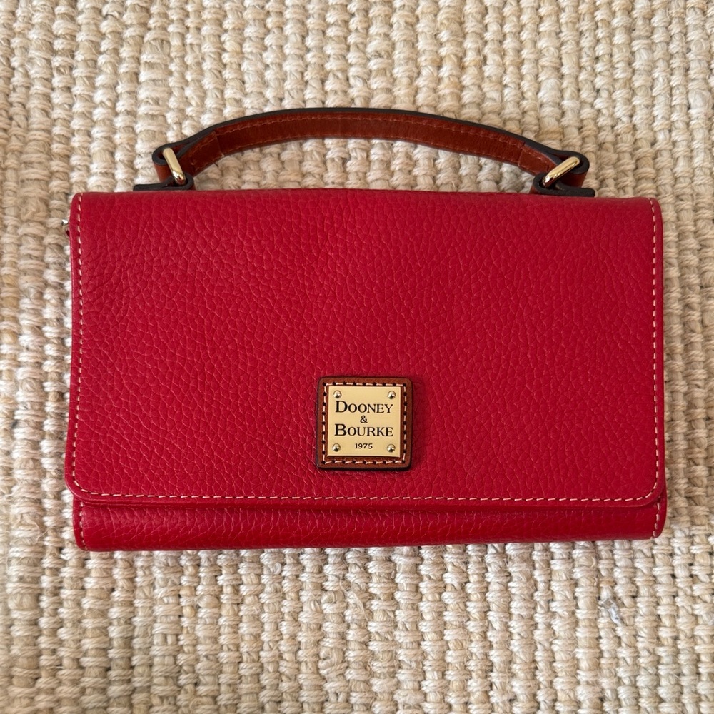 NWOT  Dooney & Bourke Red Pebble Leather Crossbody/ Clutch